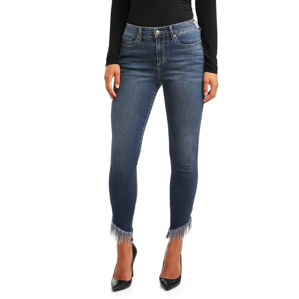Sofia Jeans by Sofia Vergara Rosa Curvy High Waist Fringed Hem Ankle Jeans, Women's | Walmart (US)