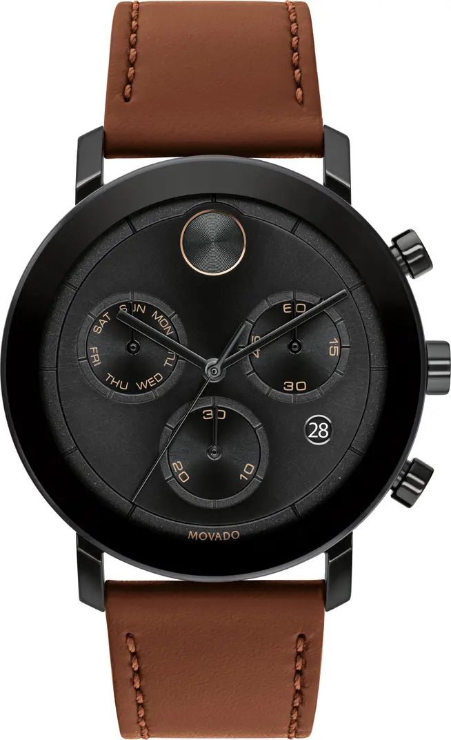 Movado Bold Evolution Chronograph Leather Strap Watch, 42mm | Nordstrom | Nordstrom