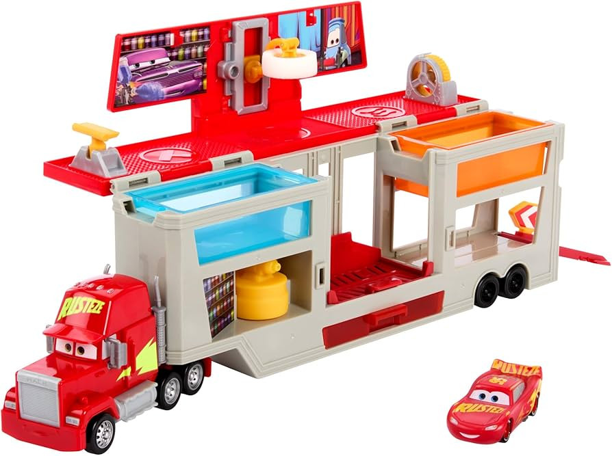 Mattel Disney Pixar Cars Transforming Truck & Toy Car Playset, Color Changers Paint Shop Mack wit... | Amazon (US)
