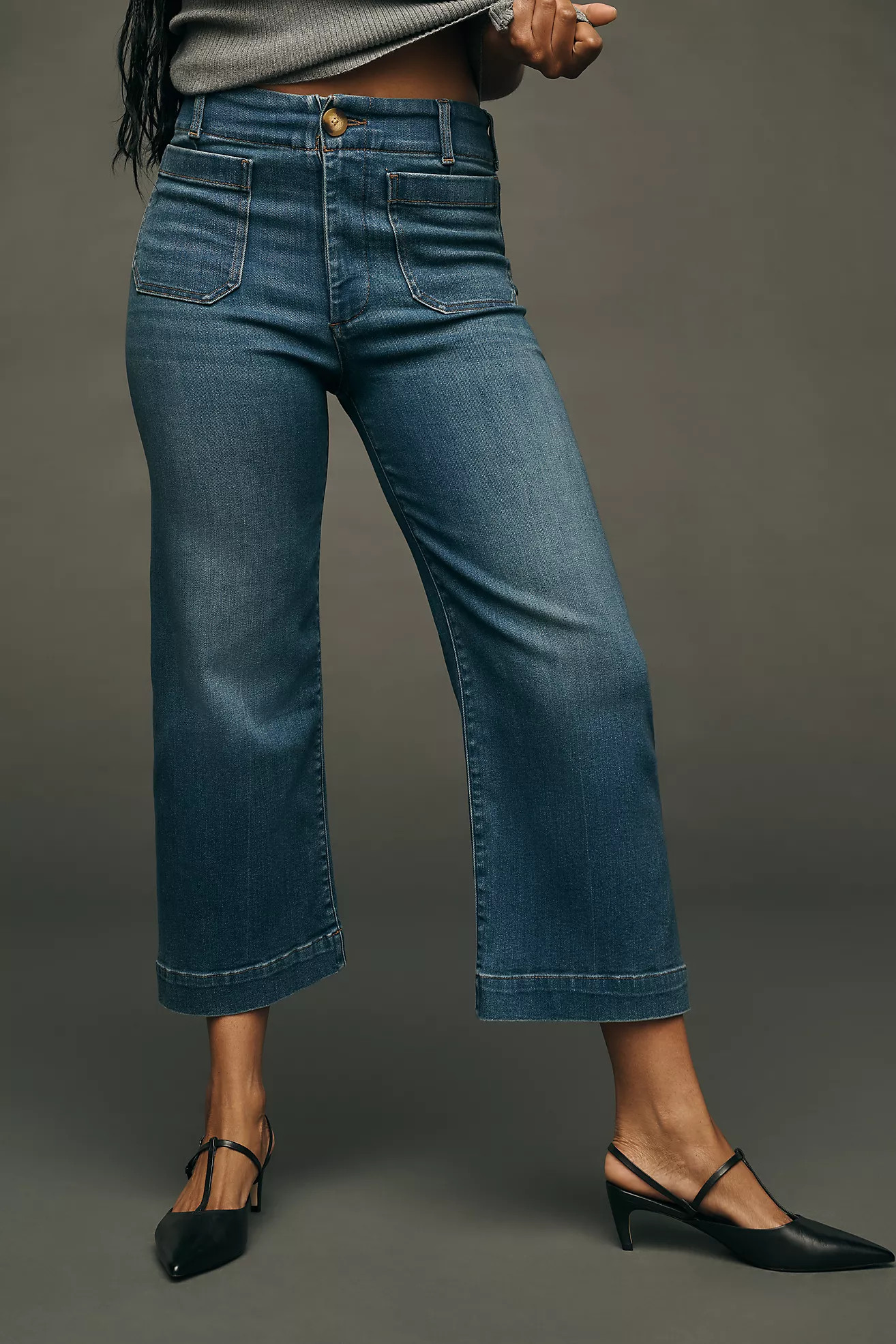 The Colette Denim High-Rise Cropped Wide-Leg Jeans by Maeve | Anthropologie (US)