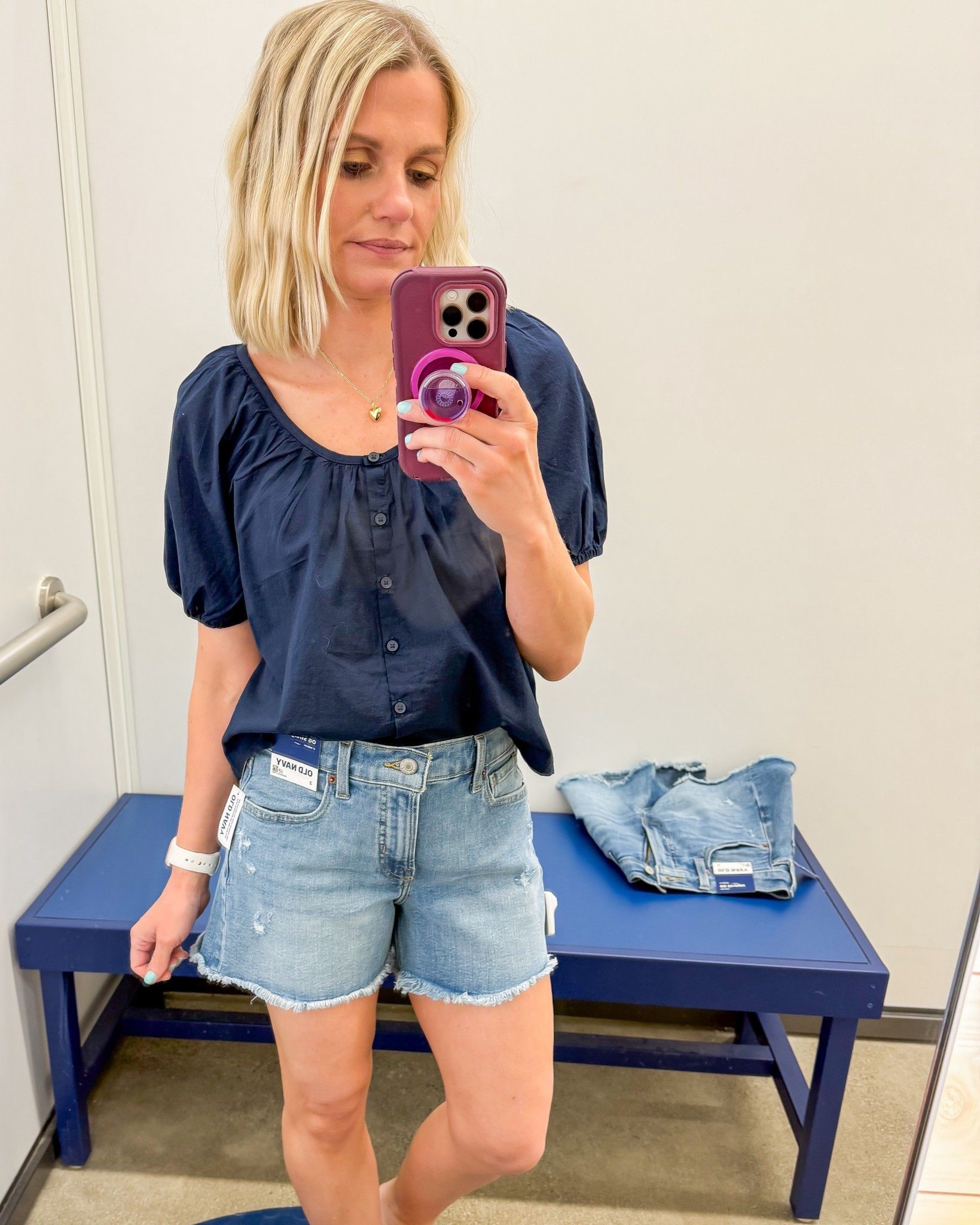 These OG denim shorts have a 4” inseam. They are a classic summer staple! I’m wearing a 0! 

#LTKOver40 #LTKPetite #LTKSaleAlert