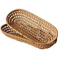 Handwoven Rattan Bread Baskets | Rustic Serving Trays, Set Of 2 | Etsy (US)