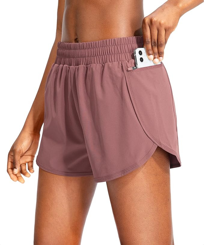 Soothfeel Womens Running Shorts with Zipper Pockets High Waisted Athletic Gym Workout Shorts for ... | Amazon (US)