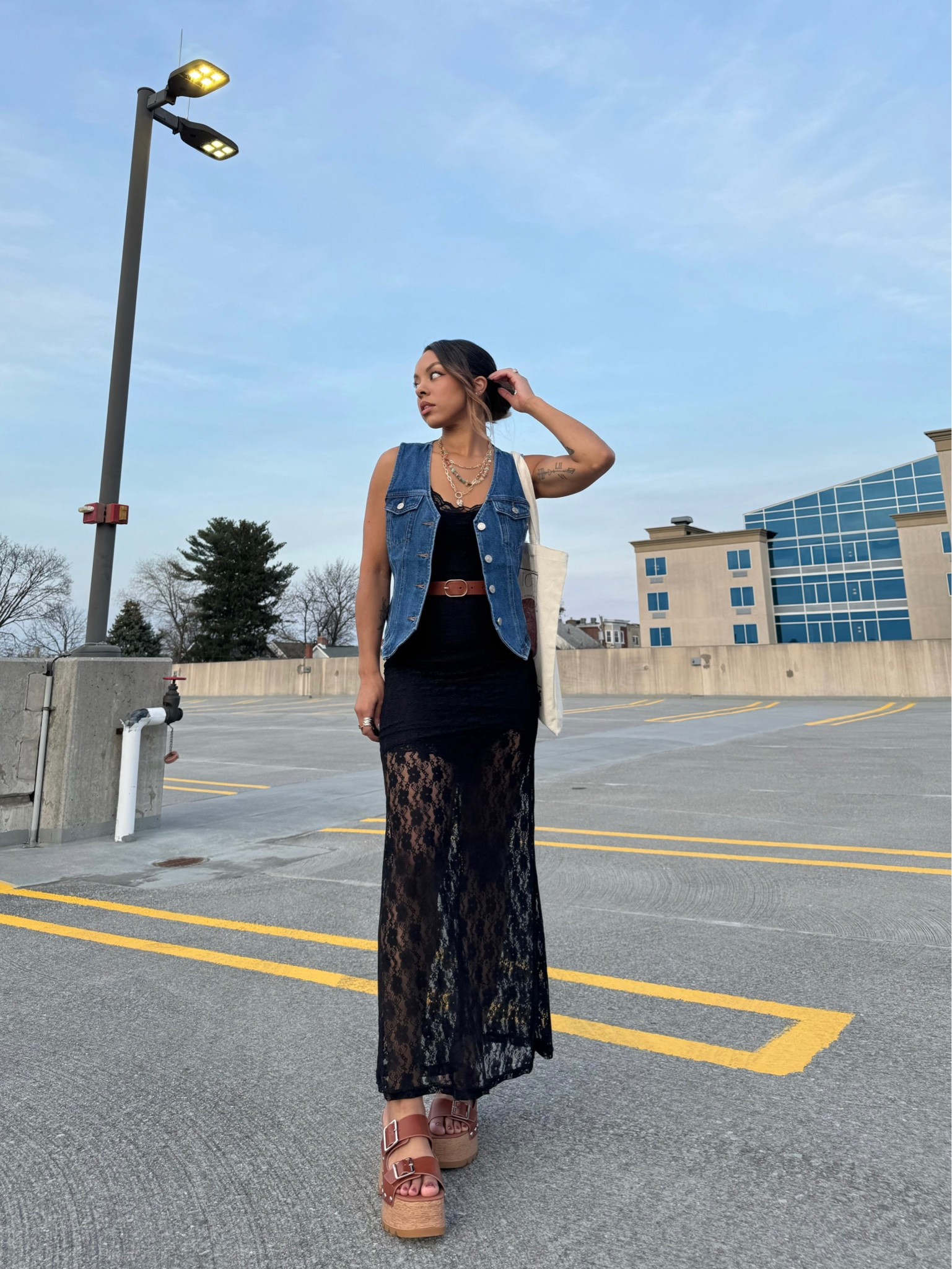 Been wanting a vest like this tor so long! Ordered in a size XS and fits slightly oversized. Shoes run TTS 🫶🏽  

I purchased this sheer lace dress last season and I love how I can layer different styles under it. I paired it with a black mini dress for this fit! Similar styles are linked. 

#LTKstyletip #LTKshoecrush #LTKFestival