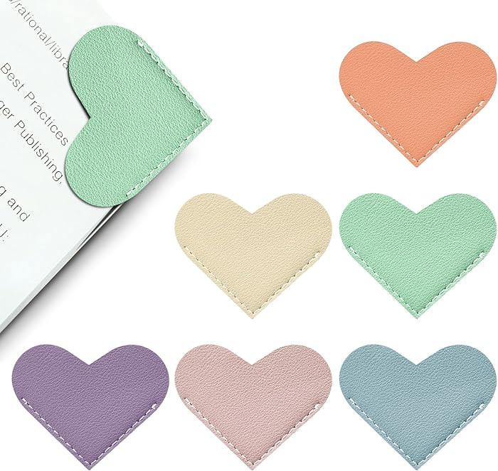 Leather Heart Bookmarks - Winjeto 6 Pieces Cute Corner Page Book Marks for Teachers Students Book... | Amazon (US)