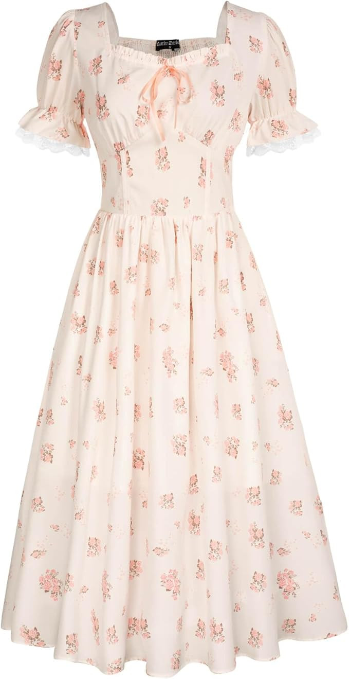 Scarlet Darkness Women Cottagecore Summer Floral Dress Puff Sleeve Ruffled Corset Dress | Amazon (US)