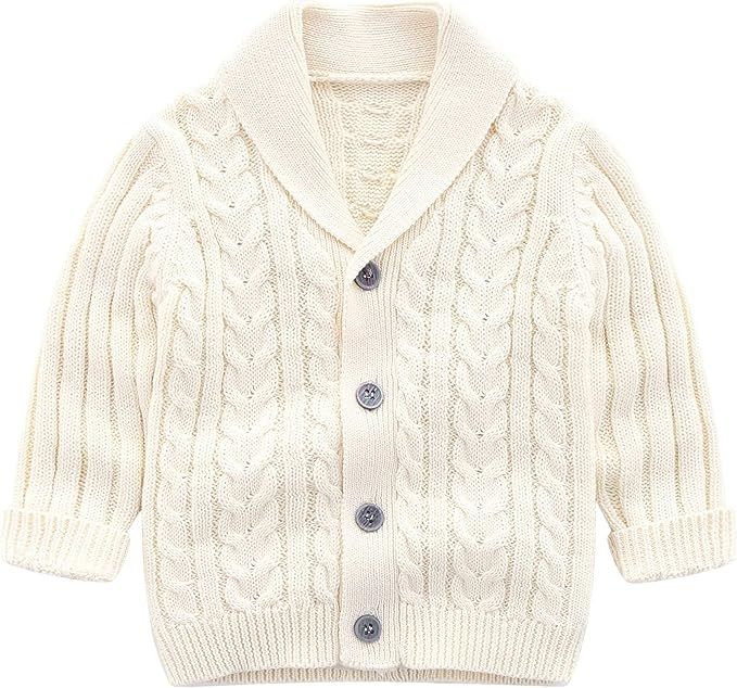 Feidoog Infant Baby Boys Cardigan Crochet Sweater V-Neck，Toddler Knit Button up Knitted Pattern... | Amazon (US)