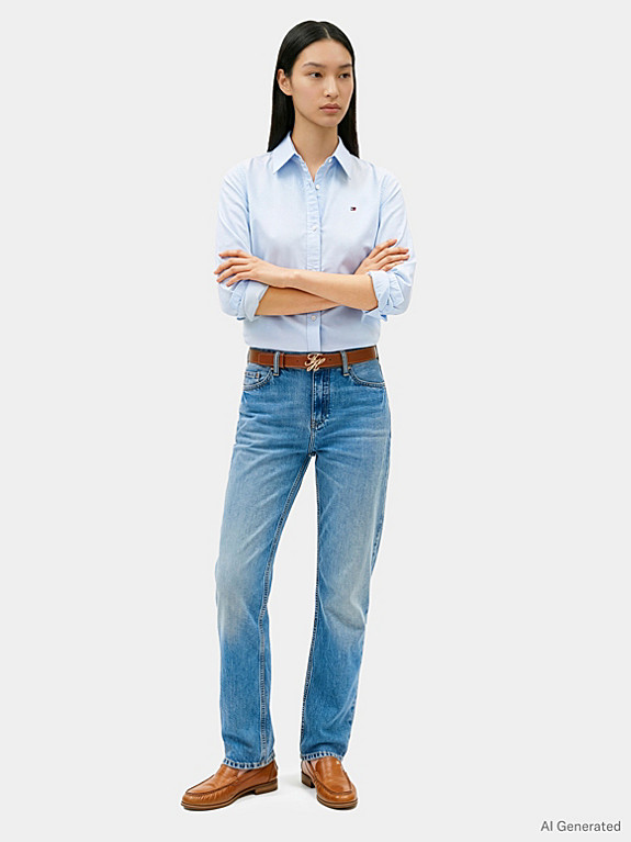 Relaxed Fit Flag Embroidery Oxford Shirt | Tommy Hilfiger UK