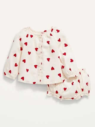 Heart-Print Button-Front Top and Bloomers Set for Baby | Old Navy (CA)