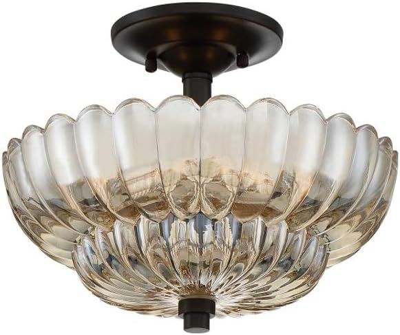 Jinzo 12" Semi Flush Mount Ceiling Light Fixture Modern Glass Shape 3-Lights Close to Ceiling Lig... | Amazon (US)