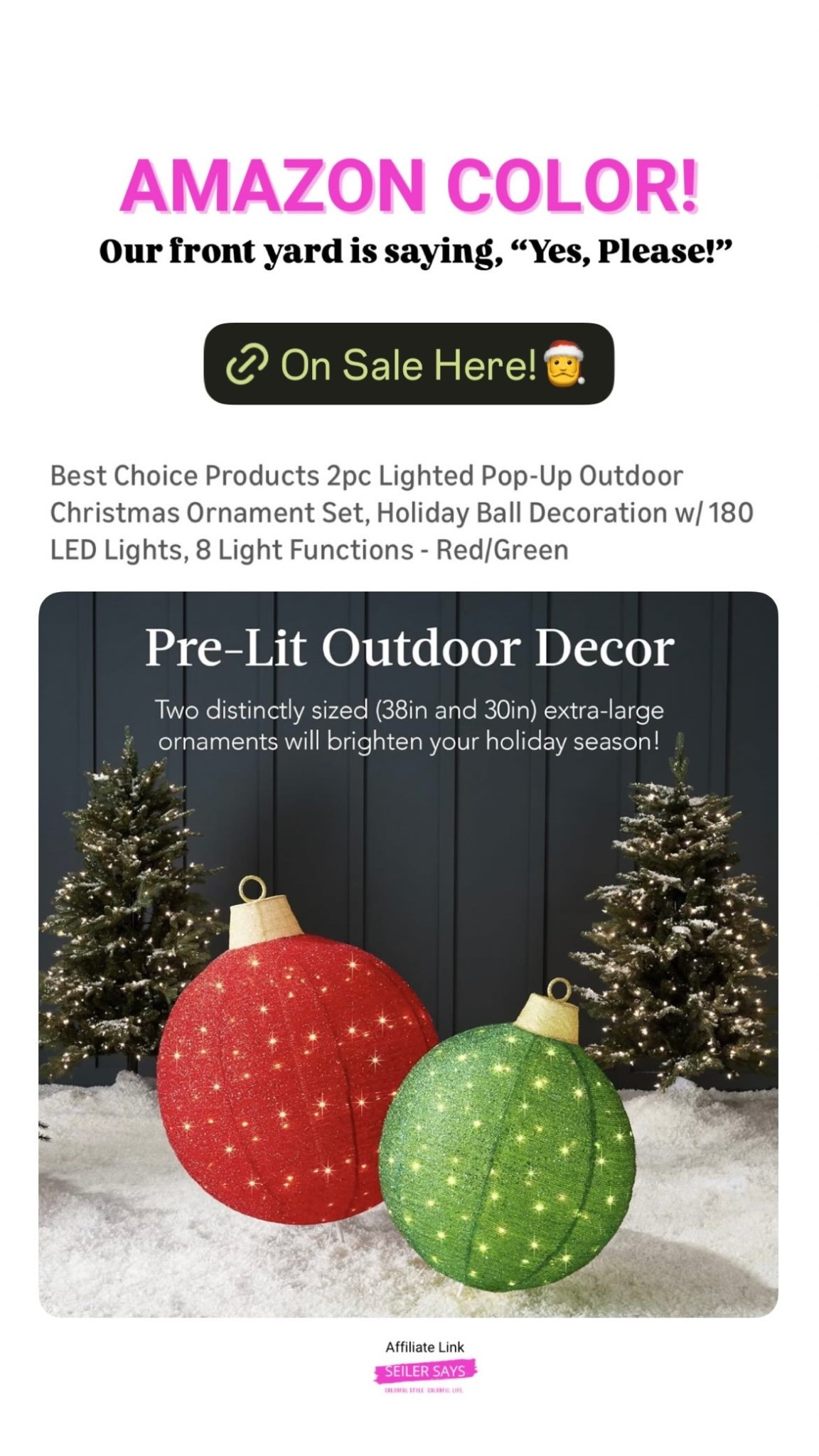 Our front yard is saying, “Yes, Please!” Holiday, Pre-lit outdoor pop-up Christmas ball decor. These are from Amazon!

#LTKHoliday #LTKOver40 #LTKSeasonal