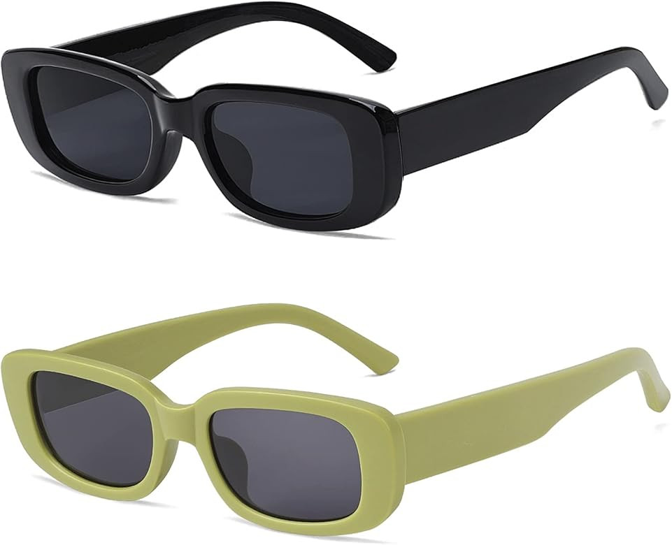 Tskestvy 2 Pack Square Rectangle Sunglasses for Women Men Y2K Retro Trendy Vintage Glasses 90S Cu... | Amazon (US)