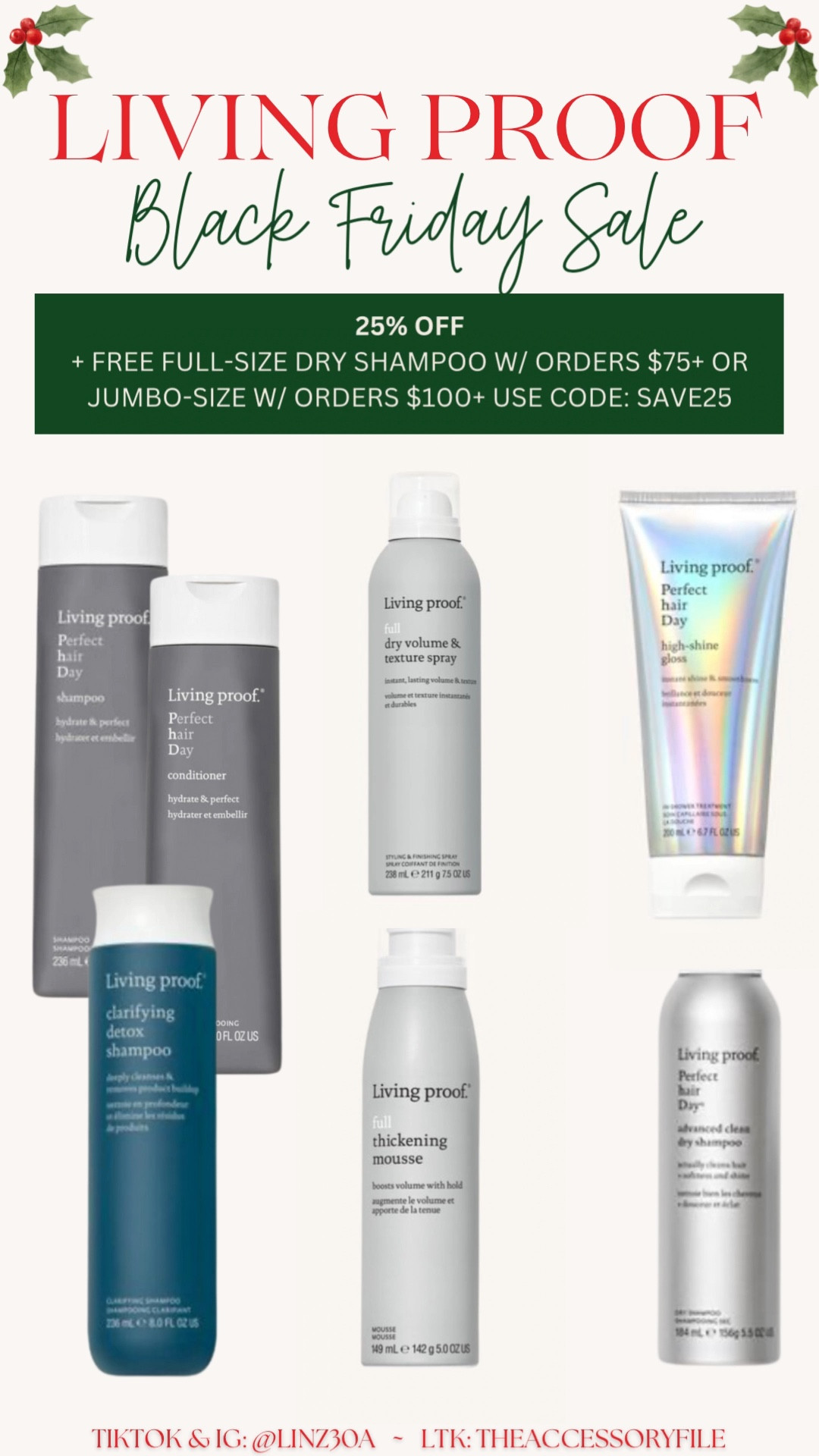 25% OFF + FREE DRY SHAMPOO WITH PURCHASE - USE CODE: SAVE25

⭐️The dry shampoo is second to none - it is absolutely amazing and works wonders!

⭐️The high shine gloss is something I recently got and tried and my hair was SO silky and shiny! 

⭐️The clarifying shampoo is great to remove build up - I use a lot of product so I use this 1-2x a week to clean my scalp real good!

Haircare, shampoo, conditioner, dry shampoo, texture spray, clarifying shampoo 

#LTKSaleAlert #LTKCyberWeek #LTKBeauty