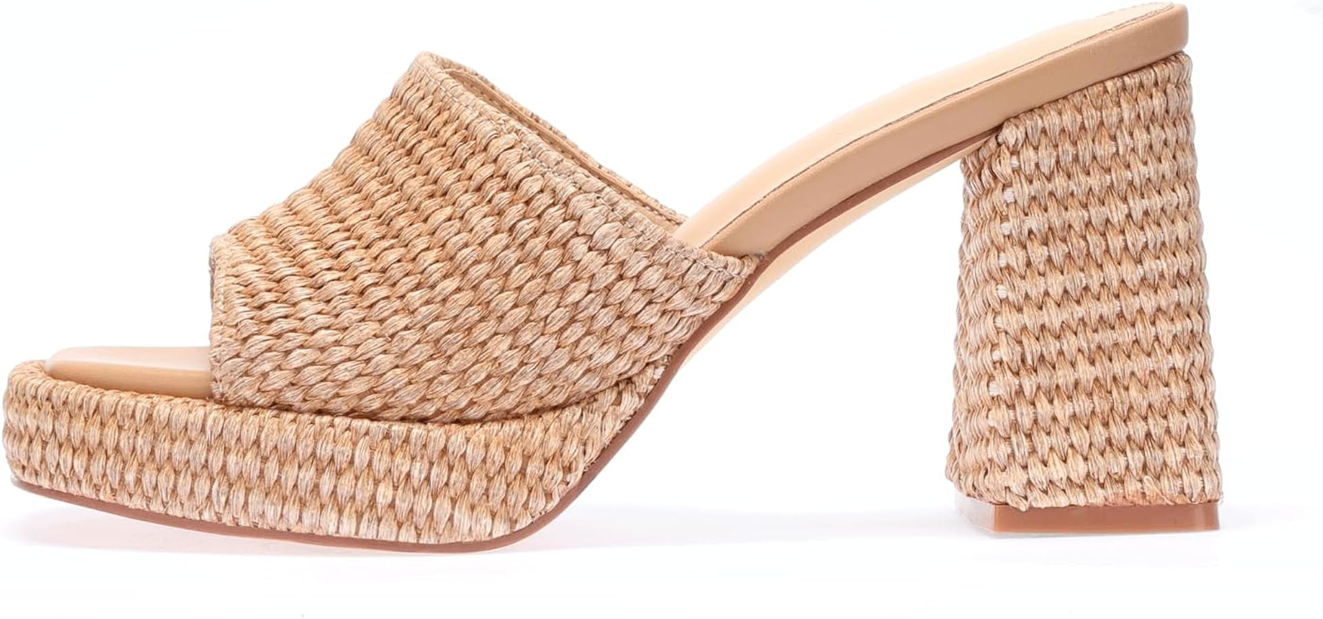 Monrovia Raffia Heeled Sandals for Women\uff0cPlatform Wedge Slip On Block Heel, Dressy Summer Op... | Amazon (US)