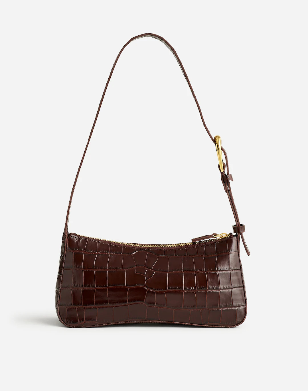 The Sculptural-Buckle Shoulder Bag in Croc-Stamped Leather | Madewell