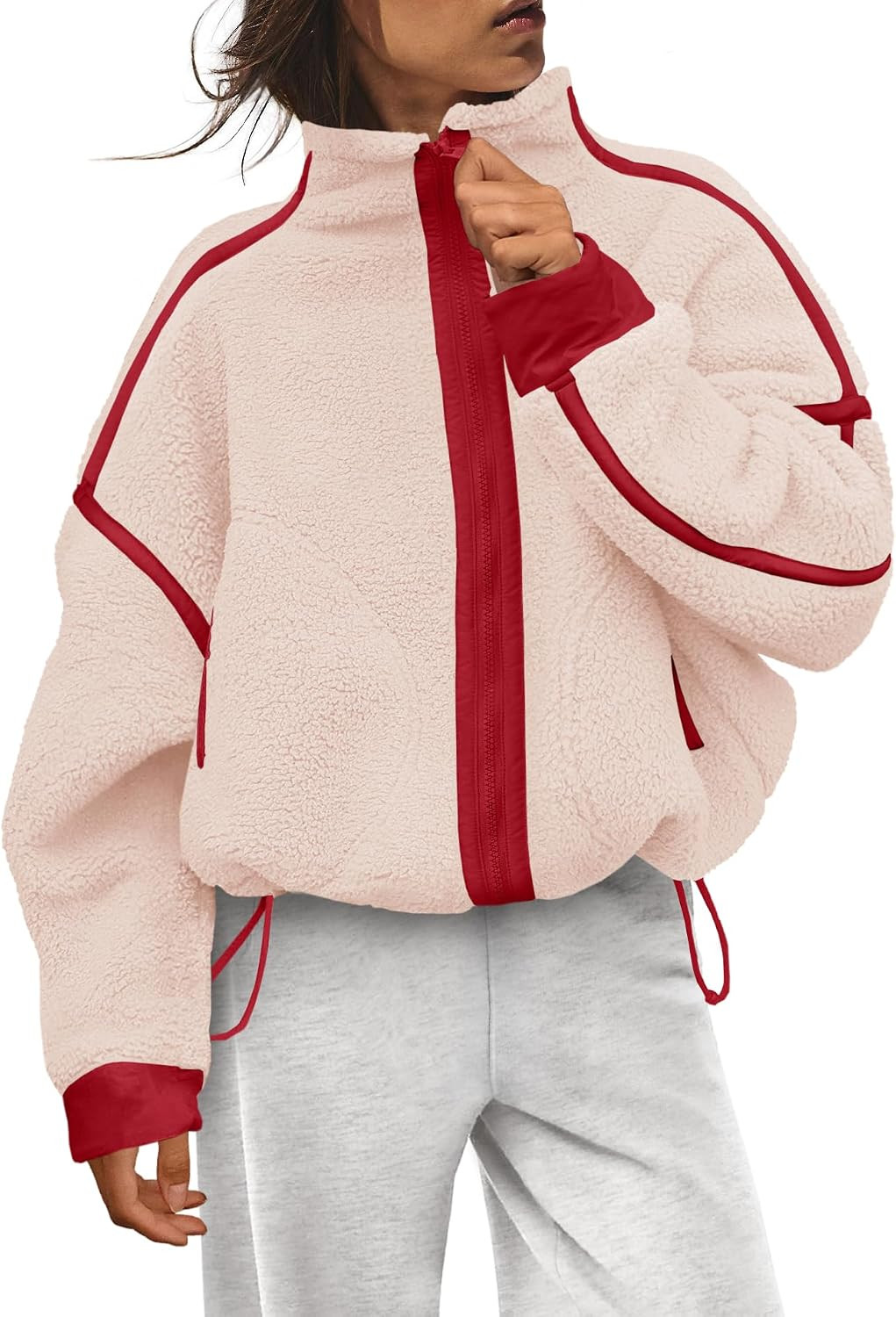 Panadila Womens Fleece Zip Up Jacket Fuzzy Sherpa Jacket Casual Teddy Coats Winter Outerwear with Pockets | Amazon (US)