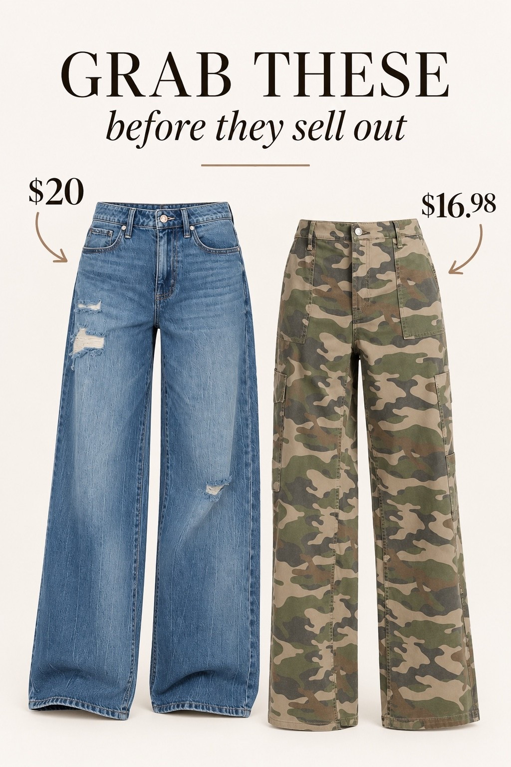 Walmart Pants That Look Way More Expensive

These Walmart pants are SUCH good finds! The distressed wide-leg jeans are only $20 and the camo wide-leg cargos are just $16.98. Both have that relaxed, on-trend fit that looks way more expensive than it is. I have a feeling these won’t stay in stock long!

#LTKmomlife #LTKgrwm #LTKOver40