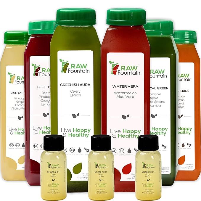 1 Day Juice Cleanse by Raw Fountain, Tropical Flavors, All Natural Raw, Cold Pressed Fruit and Ve... | Amazon (US)