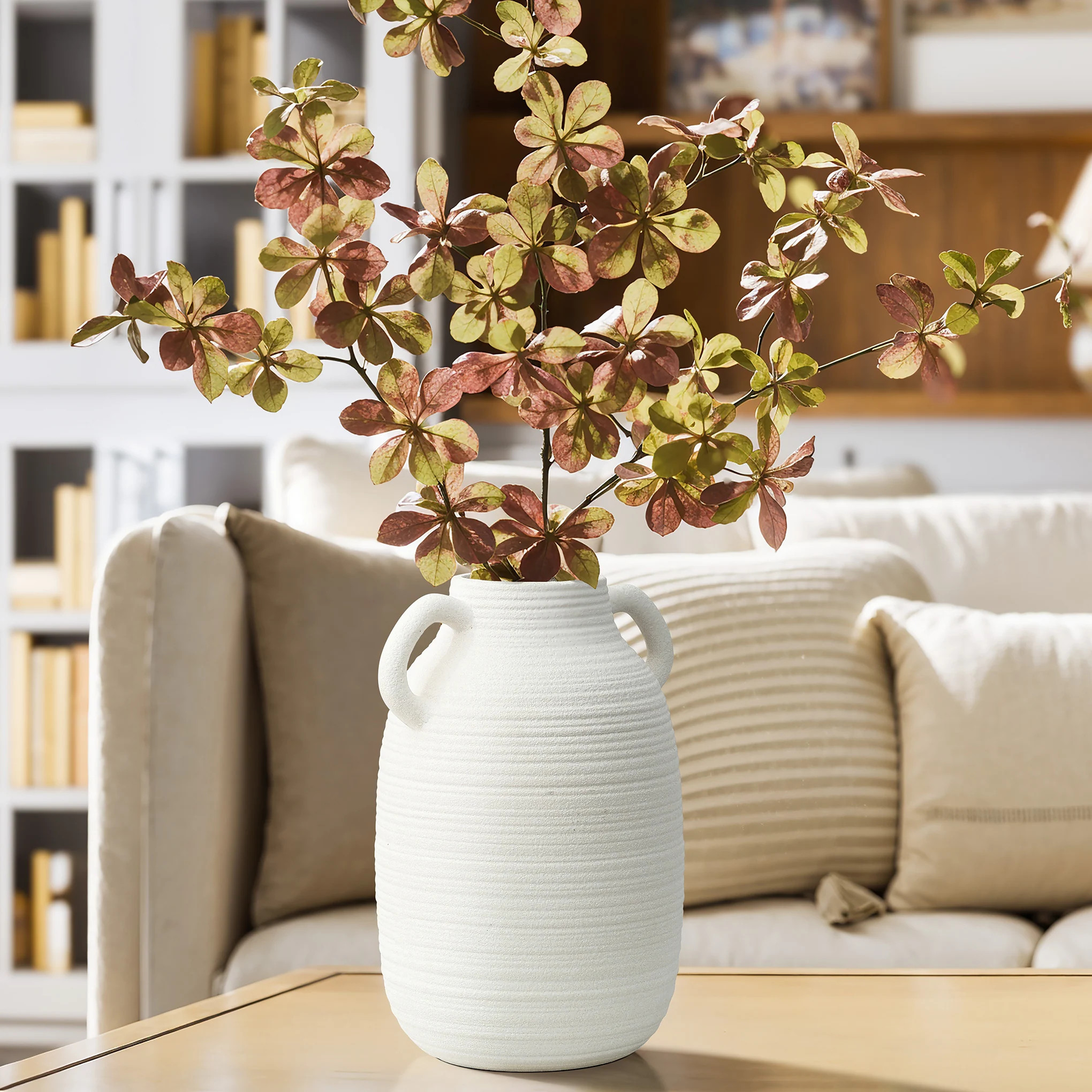 White Ceramic Jug 9.9-Inch Tall Round Vase | Bed Bath & Beyond