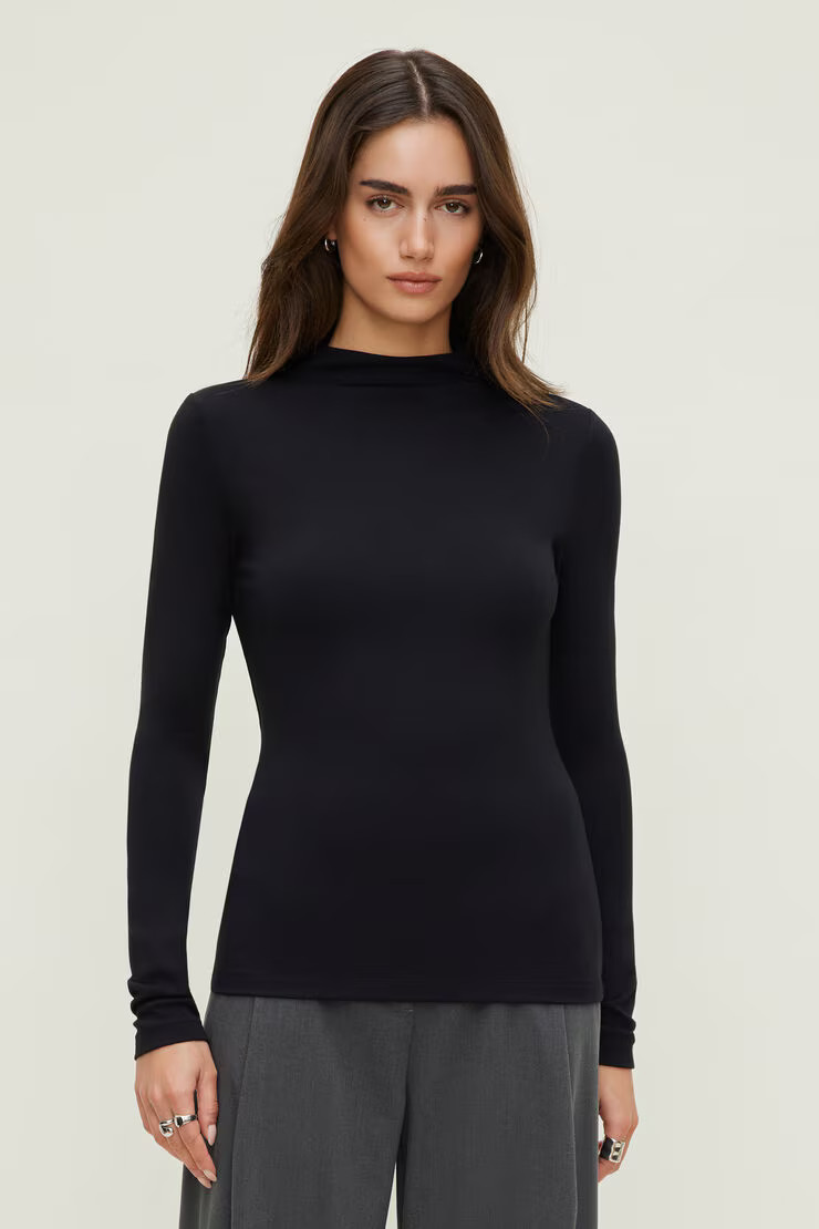 Mock Neck Long Sleeve Top | Dynamite Clothing