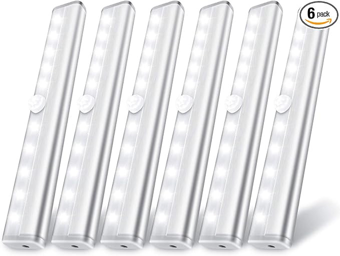 6 Pack LED Motion Sensor Lights, 10 LED Closet Battery Operated Lights, Stick-On Anywhere Magneti... | Amazon (US)