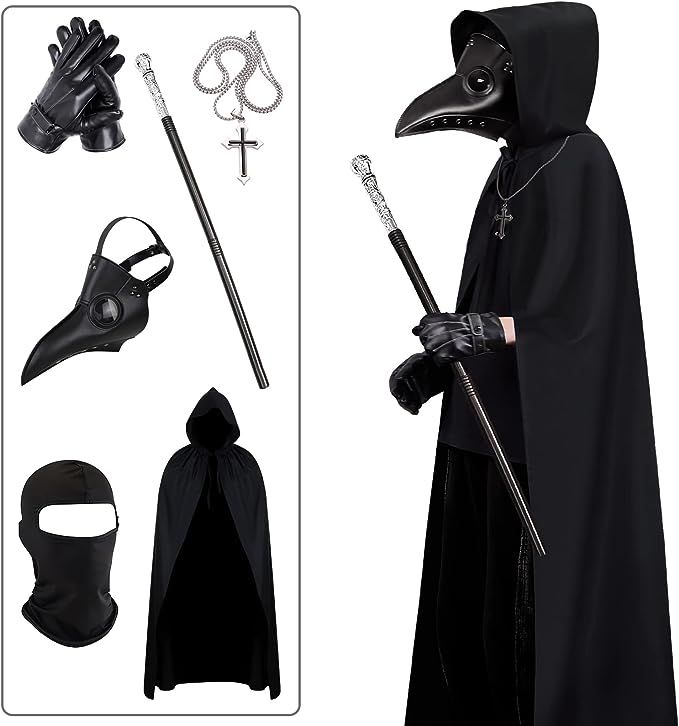 Halloween Plague Doctor Mask ，Steampunk Mask Horror Scary Halloween Plague Doctor Mask Costume ... | Amazon (US)