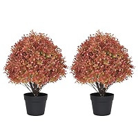 24" Artificial Boxwood Ball Plants Outdoor Set of 2, UV-Resistant Fall Topiary Trees Fake Bushes,... | Amazon (US)