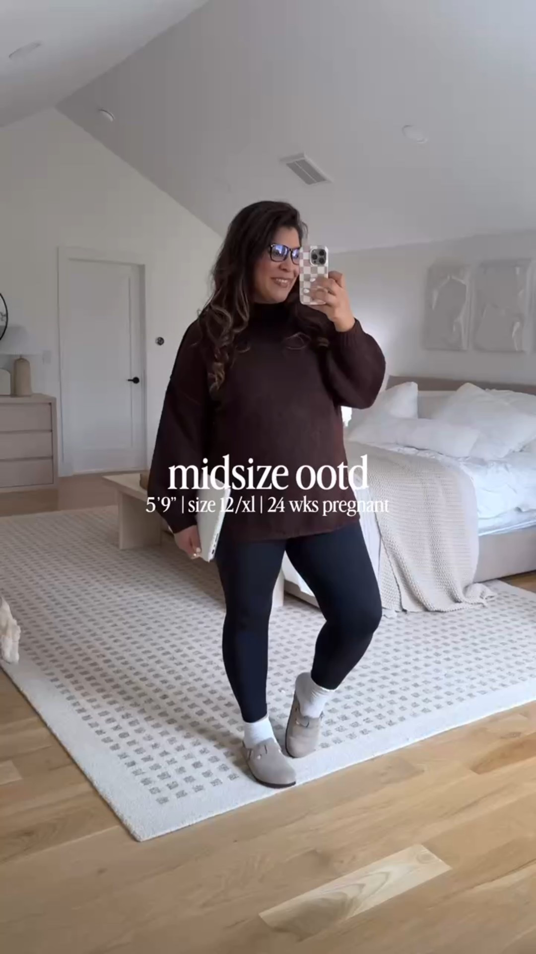 midsize winter ootd : sweater + leggings — a classic winter combo! I’m 5’9” size 12/XL & 23 weeks pregnant wearing a size XL in sweater & L in leggings

#LTKootd #LTKMidsize #LTKBump