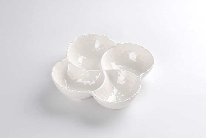 Pampa Bay Shatterproof Melamine 4 Section Bowl, 9 x 9 Inch, Food, Freezer, Dishwasher Safe, White | Amazon (US)