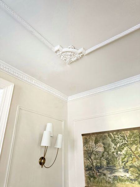 Crown molding, decorative molding, wall sconce, tapestry art 

#LTKstyletip #LTKhome