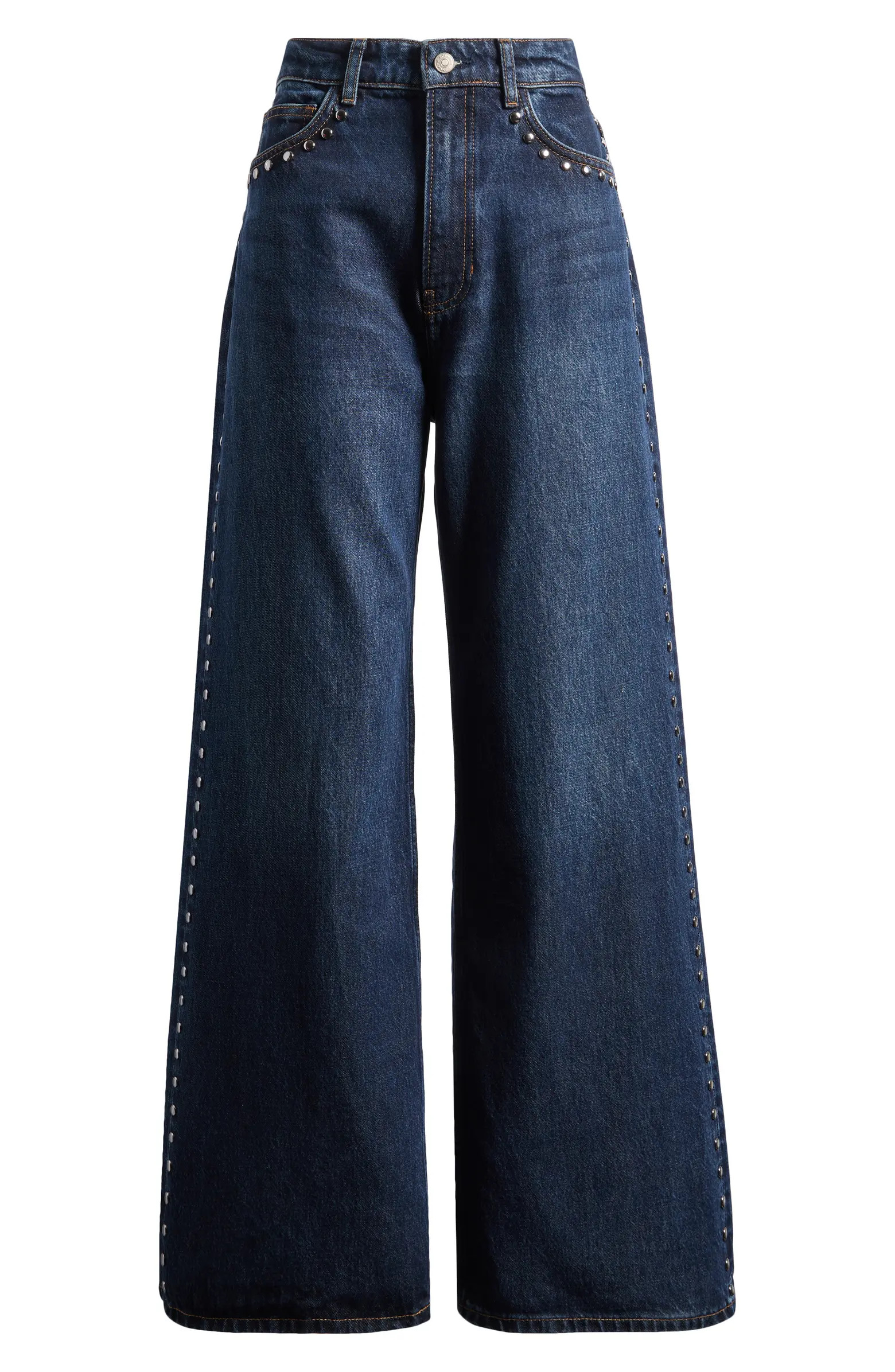 Reformation Cary Studded High Waist Slouchy Wide Leg Jeans | Nordstrom | Nordstrom