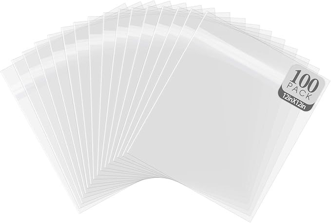 Golden State Art, Pack of 100, Acid-Free 12 11/16 X 12 3/8 inches Crystal Clear Sleeves Storage B... | Amazon (US)