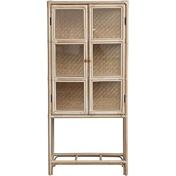 Bloomingville Rattan & Glass Cabinet with 2 Doors & 2 Shelves, Natural Shelf | Amazon (US)