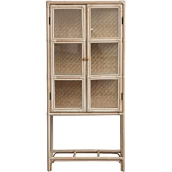 Bloomingville Rattan & Glass Cabinet with 2 Doors & 2 Shelves, Natural Shelf | Amazon (US)