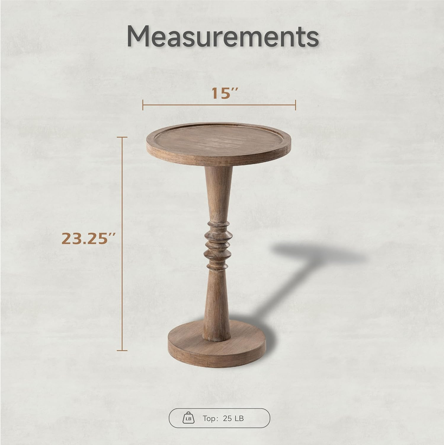 Pedestal Small Drinking Table, Farmhouse Tray Top End Table, Distressed Finish, Wood Color | Amazon (US)