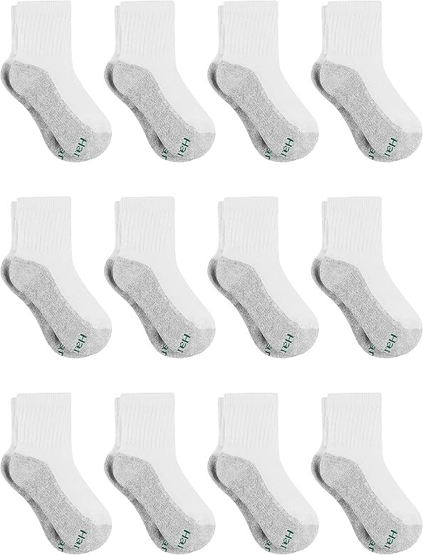 Hanes Boys' Socks, Double Tough Cushioned Ankle and No Show, 12-Pair Packs | Amazon (US)