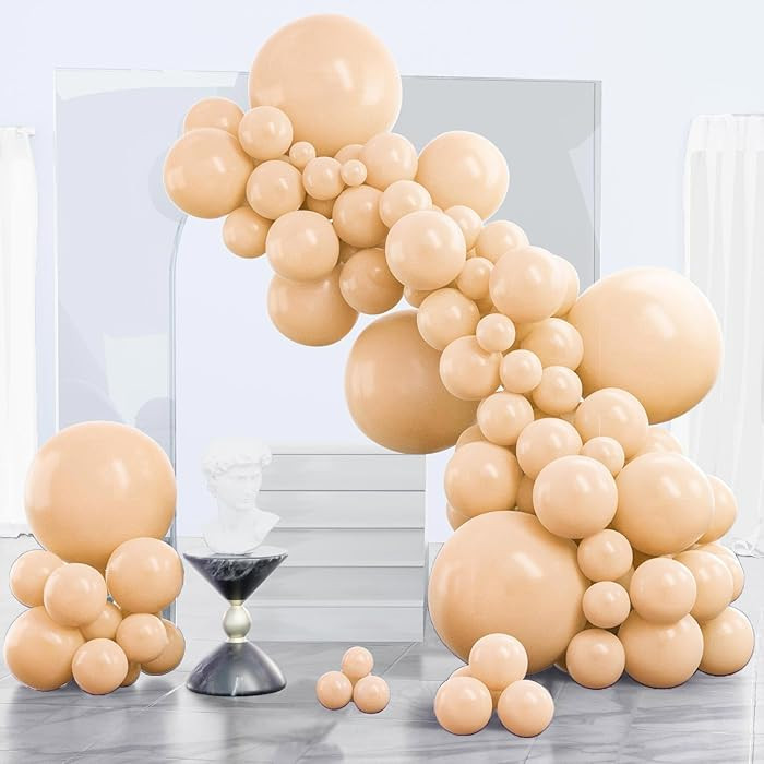 PartyWoo Nude Balloons 140pcs Different Sizes of 18 12 10 5 Inch Apricot Boho Fall Neutral Balloo... | Amazon (US)