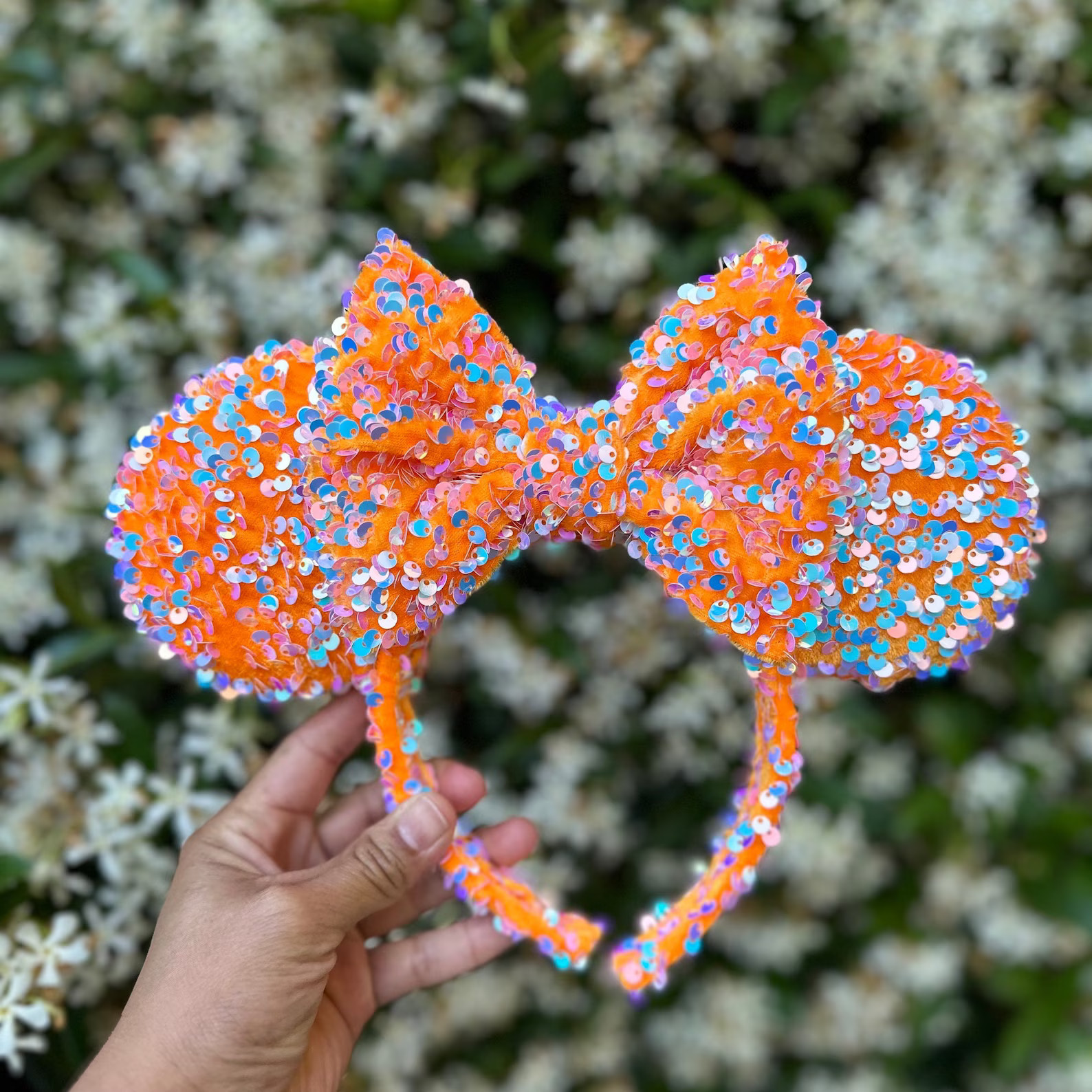 Orange Sequins Minnie Ears - Etsy | Etsy (US)