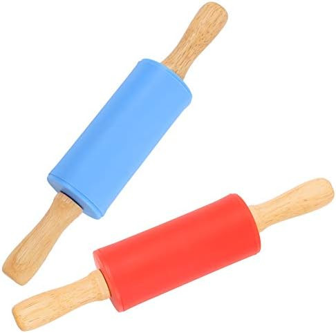 Koogel 9 Inch Mini Rolling Pin, 2 Pcs Kids Rolling Pin Small Rolling Pin Handle Rolling Pin for H... | Amazon (US)