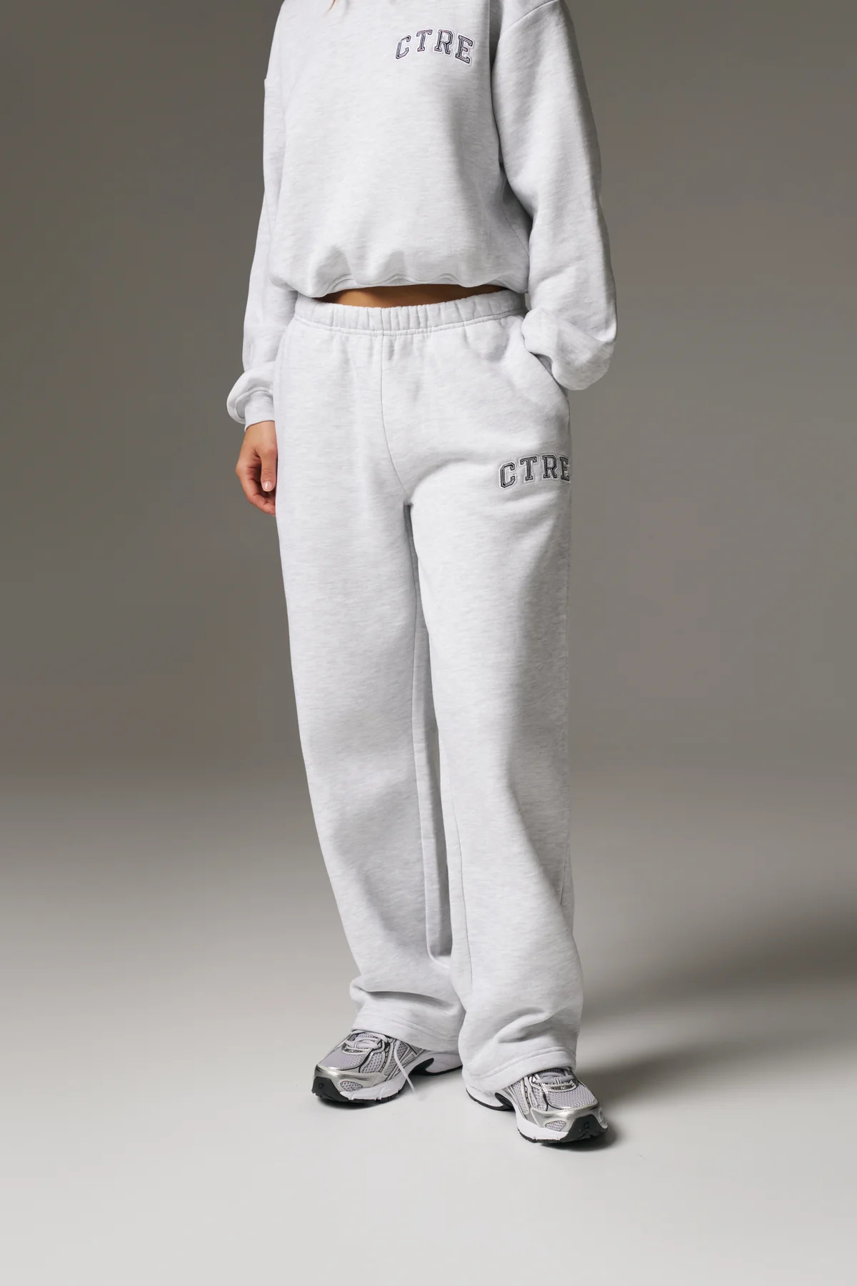 CTRE STRAIGHT LEG JOGGERS - GREY MARL | The Couture Club