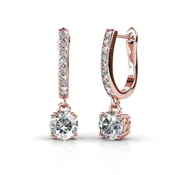 Cate & Chloe McKenzie 18k White Gold Dangling Earrings with Swarovski Crystals, Solitaire Crystal... | Walmart (US)