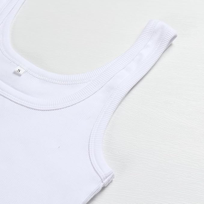 Artfish Women's Scoop Neck Sleeveless Knit Ribbed Fitted Casual Crop Tank Top | Amazon (US)