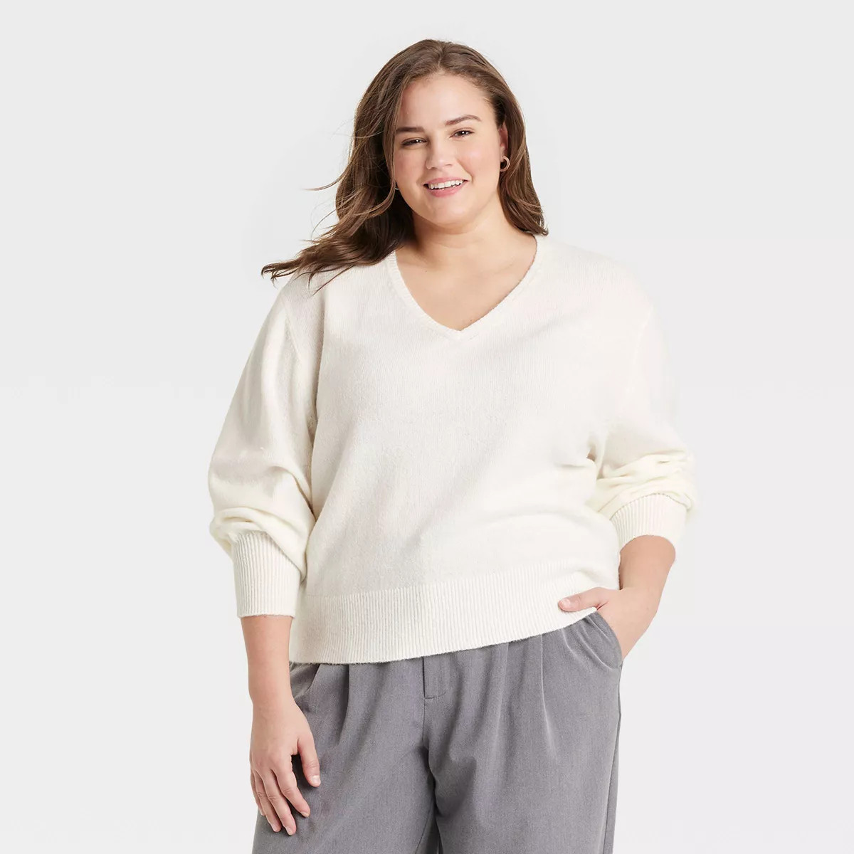 Women's Cozy Knit V-Neck Pullover Sweater - A New Day™ | Target