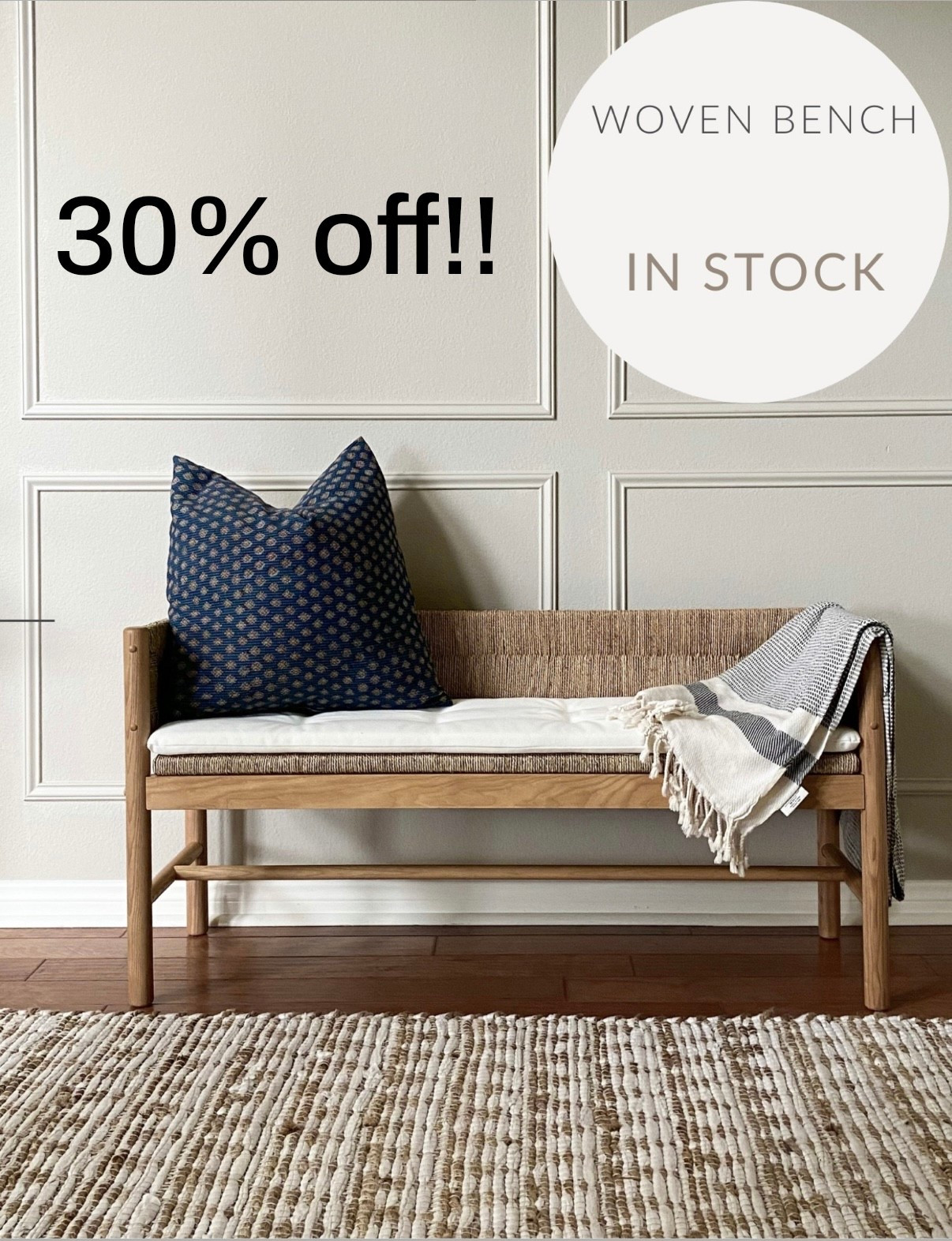 My woven bench is 30% off! Entryway bench, bedroom bench, woven bench, target circular deals 

#LTKSaleAlert #LTKHome #LTKFamily