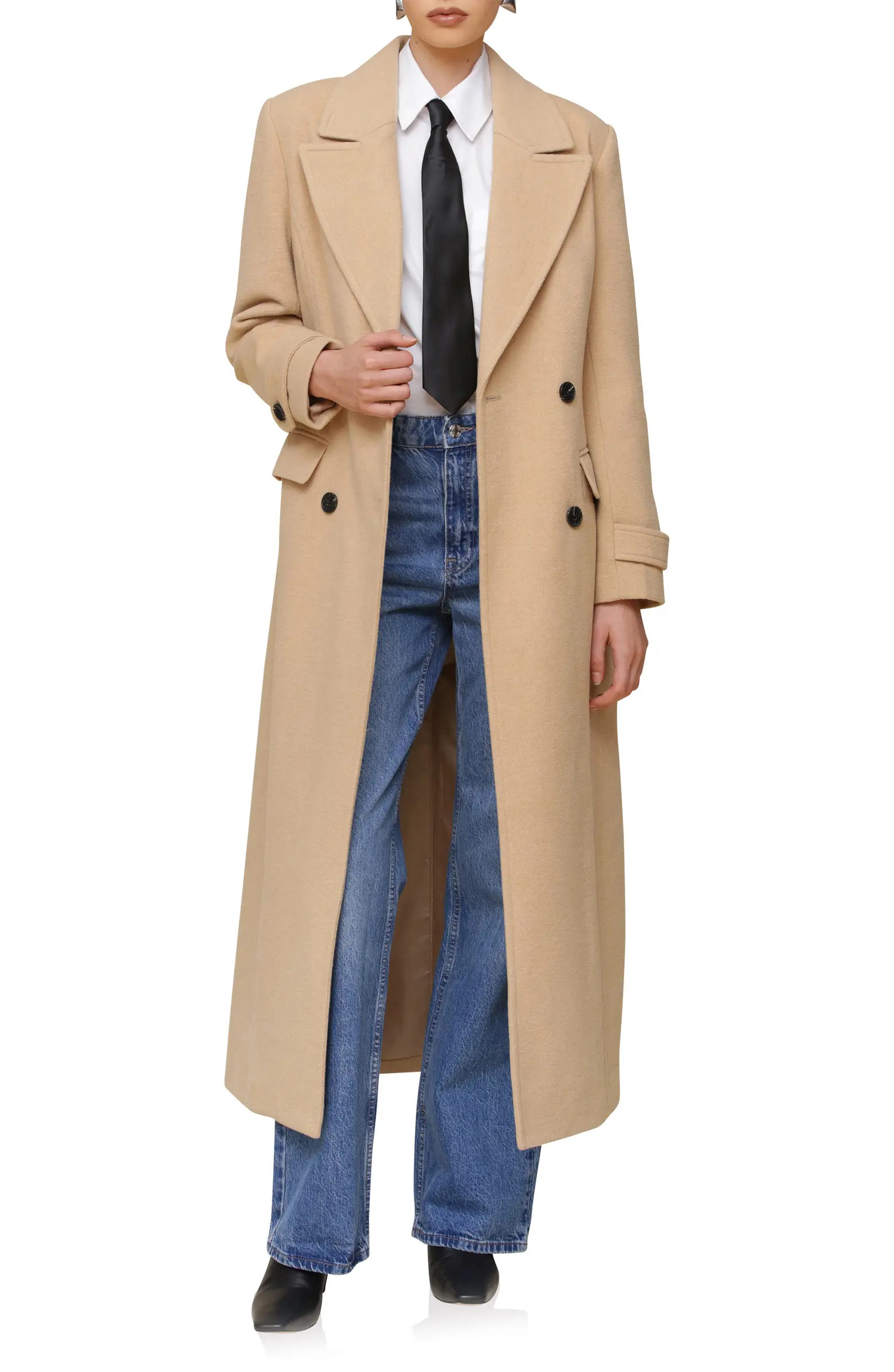 Padded Shoulder Longline Coat | Nordstrom