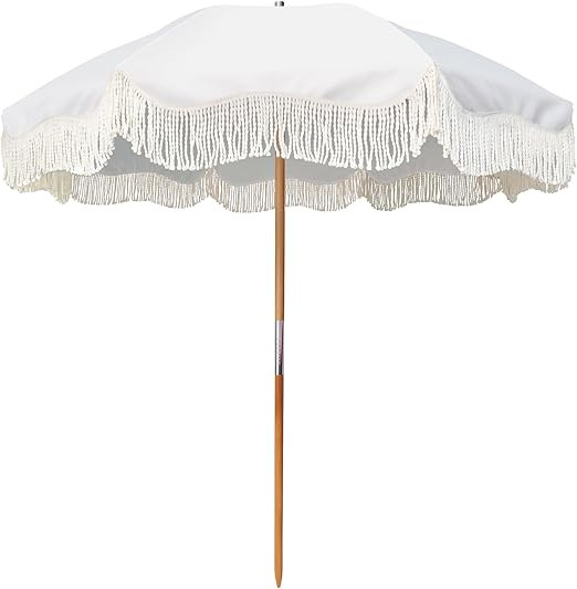 AMMSUN Beach Umbrella with Fringe - Upgraded Version for Beach,6.5ft Boho Holiday Umbrella,UPF 50... | Amazon (US)