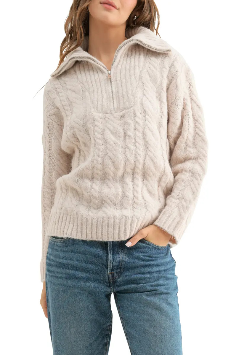 All in Favor Cable Stitch Quarter Zip Sweater | Nordstrom | Nordstrom