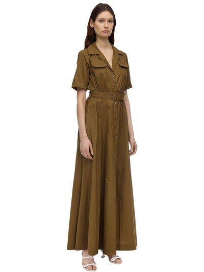 Staud - Belted nylon maxi dress - Army Green | Luisaviaroma | Luisaviaroma