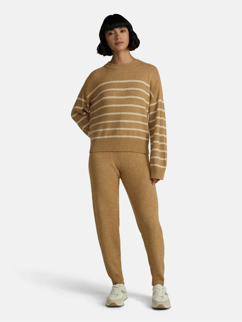 Time and Tru Women's Striped Sweater and Jogger Pants Set, Sizes XS-XXXL | Walmart (US)