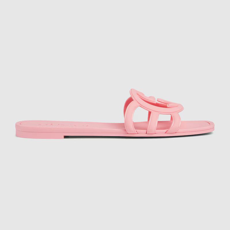 GUCCI Women's Interlocking G Slide Sandal, Pink, Rubber | Gucci (US)